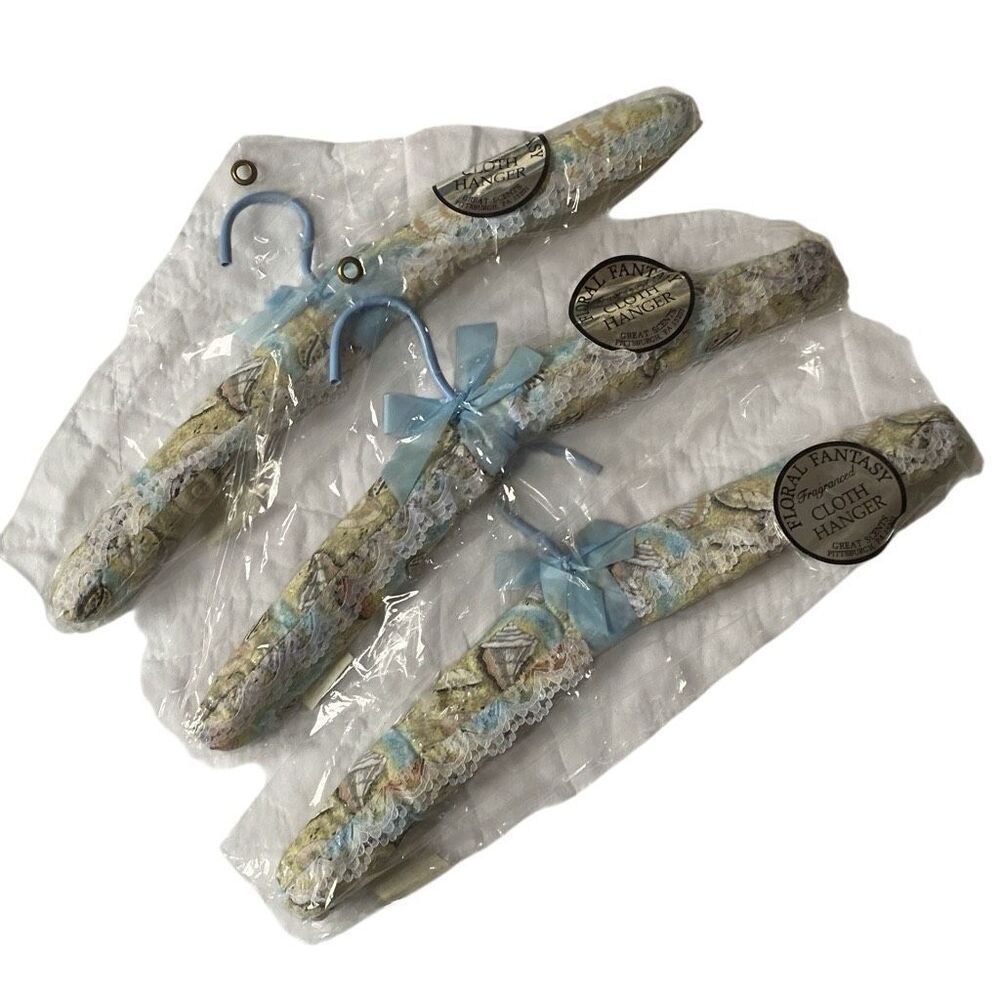 Set of Vintage Padded Lingerie Sweater Hangers seashells lace Cottagecore granny